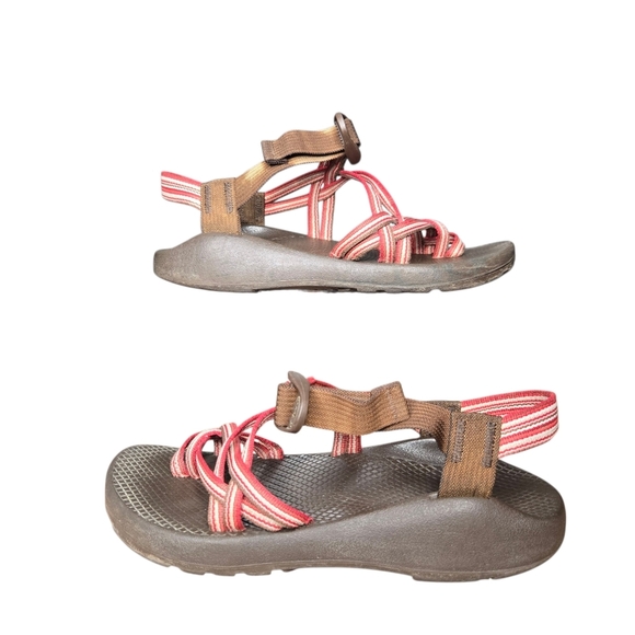 Chaco Womens ZX Pink Brown Striped Double Strap Outdoor Hiking Camping Sandals 8 - Picture 3 of 11